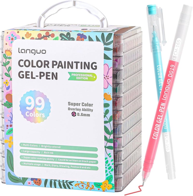 Joyask Gel Pens For Coloring, 99 Pack Colored Pens for Black Paper & White Paper, 0.6MM Fine Point Pens for Coloring, Writing, Drawing, Journaling, Note Taking, Office, Home - Image 1